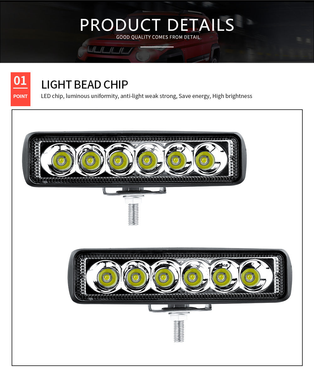 2pcs 6-Inch 10W LED Work Lights, Spotlight Off-Road LED Pods