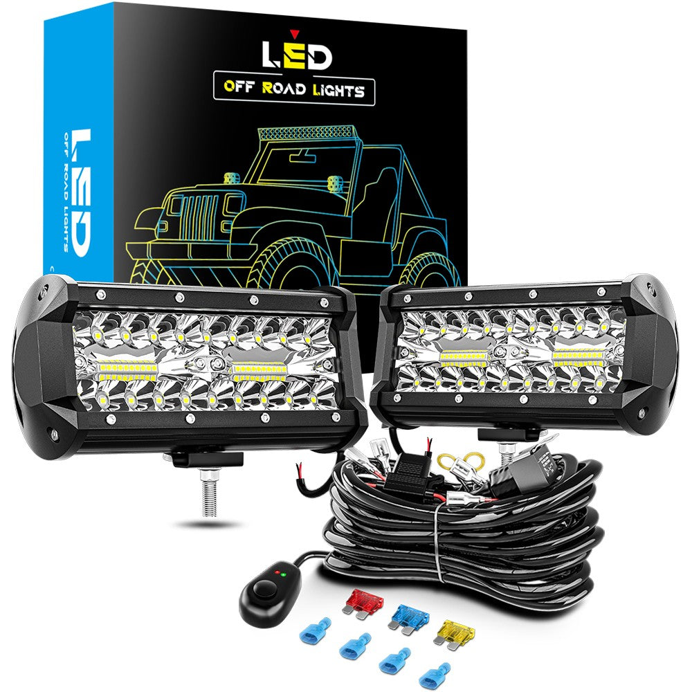 Pair 6Inch Led Work Light Bar Spot Flood Offroad Driving 4Wd 4X4 Reverse