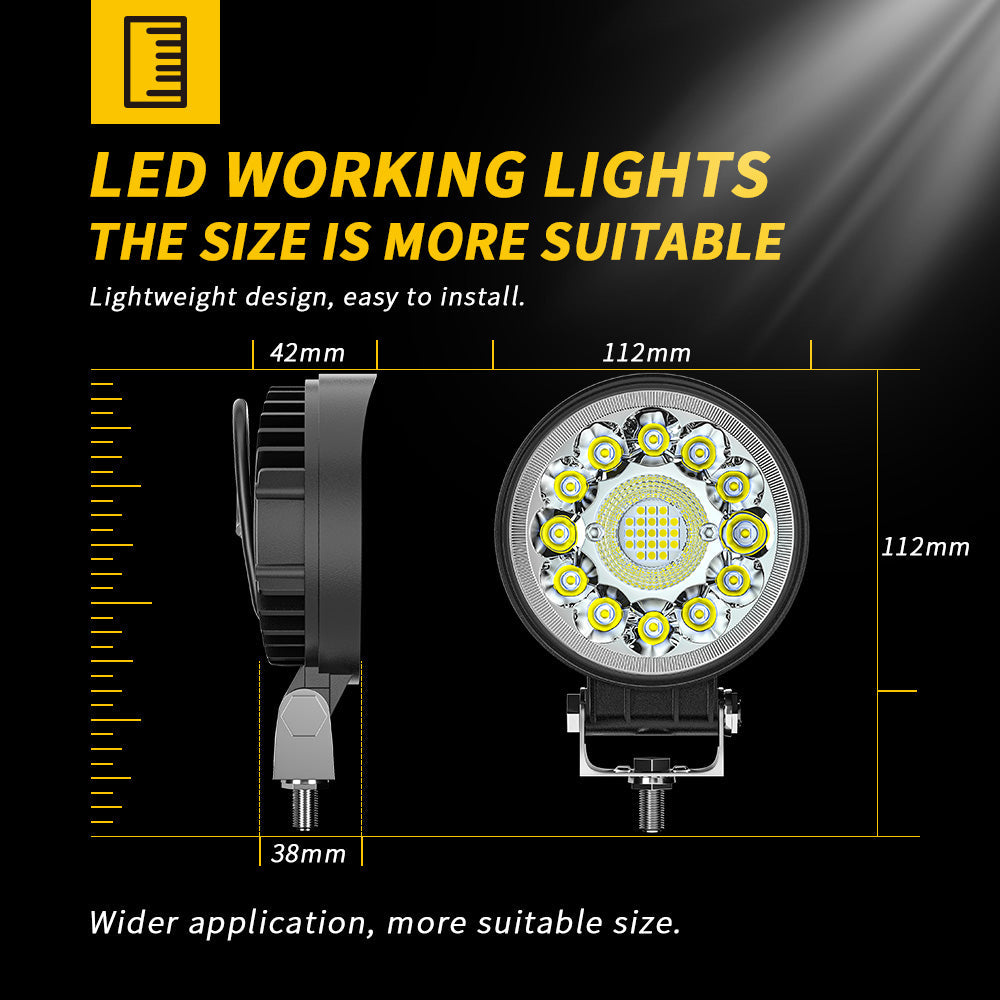 2pcs Round 6500K LED Bar Offroad 4X4 Spotlight Work Light