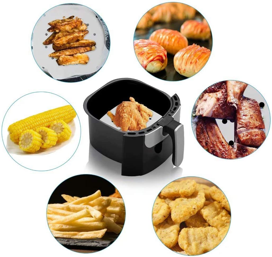 200pcs Air Fryer Liners Perforated Parchment Paper Square Non-stick