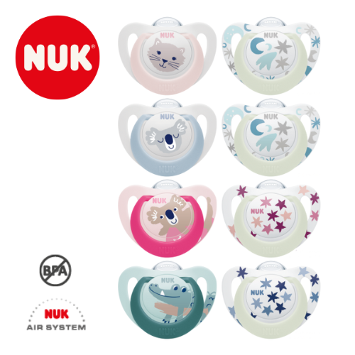 NUK Star Day & Night Silicone Soother - Orthodontic, BPA-Free