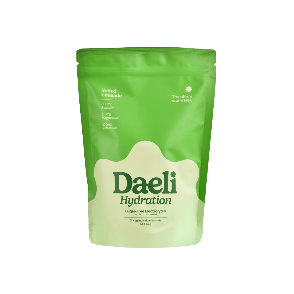Green package of Daeli Hydration on a white background