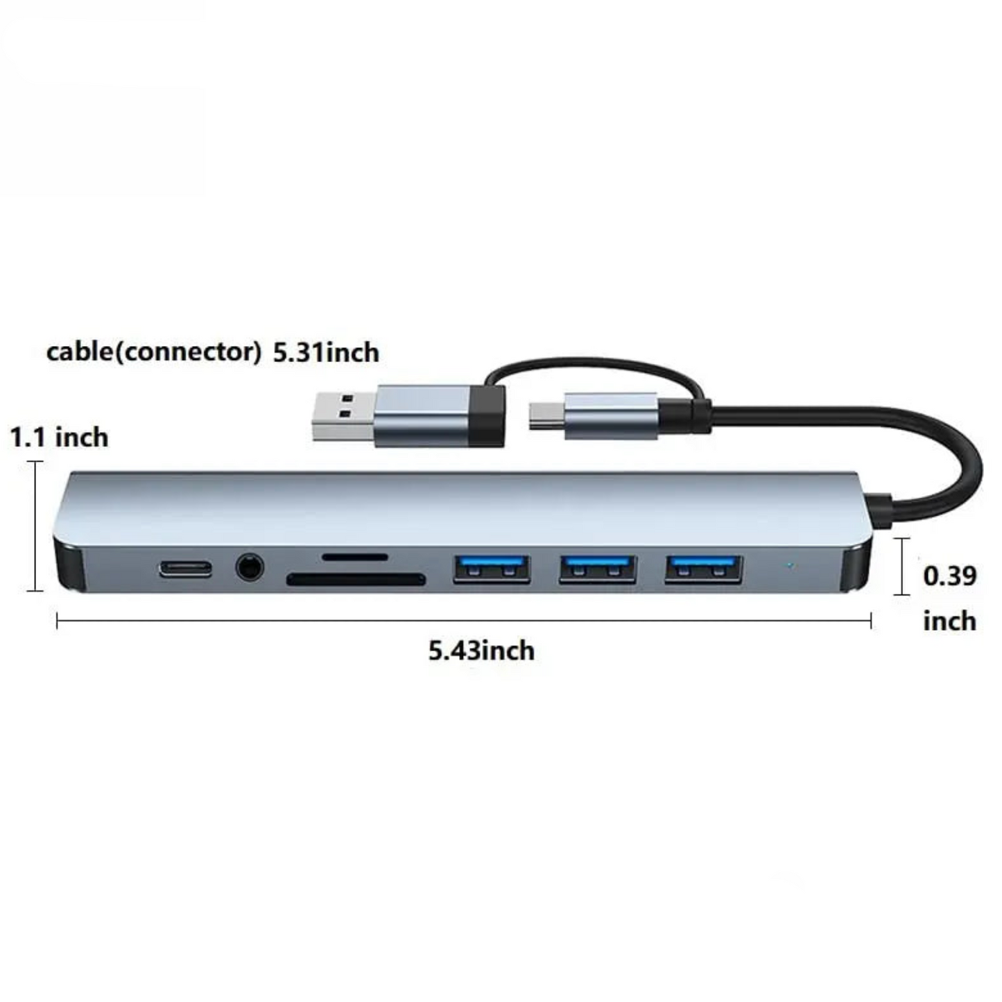 8-in-1 Hub with Card Reader & Audio