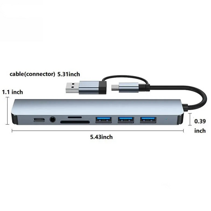 8-in-1 Hub with Card Reader & Audio
