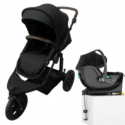 Pre-order Baby Brightness easygo 1+ three wheel stroller with baby capsule and ISOFIX base Black  ETA: 31st October 2025
