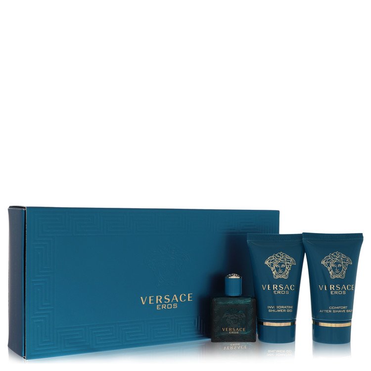 Versace Eros Gift Set - .17 oz Mini EDT + .8 oz Shower Gel + .8 oz After Shave Balm by Versace --