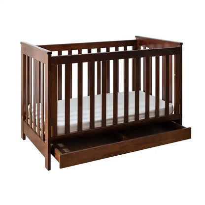 Kapai BETA Wooden Baby Cot Drop Side with Drawer COFFEE - Babyonline