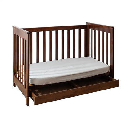 Kapai BETA Wooden Baby Cot Drop Side with Drawer COFFEE - Babyonline