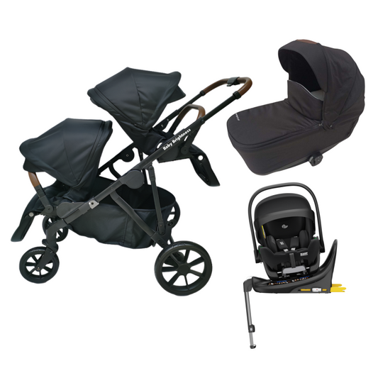Pre-order Double Pram – Luxe Twin Stroller with Bassinet, Reclining Car Seat and Rotating ISOFIX Base