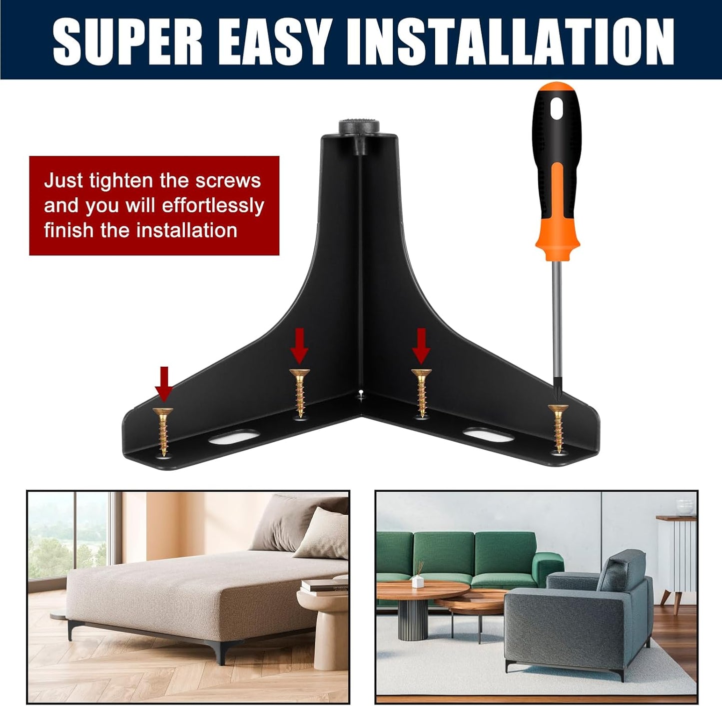 4Pcs Upgraded Metal Furniture Legs 10cm