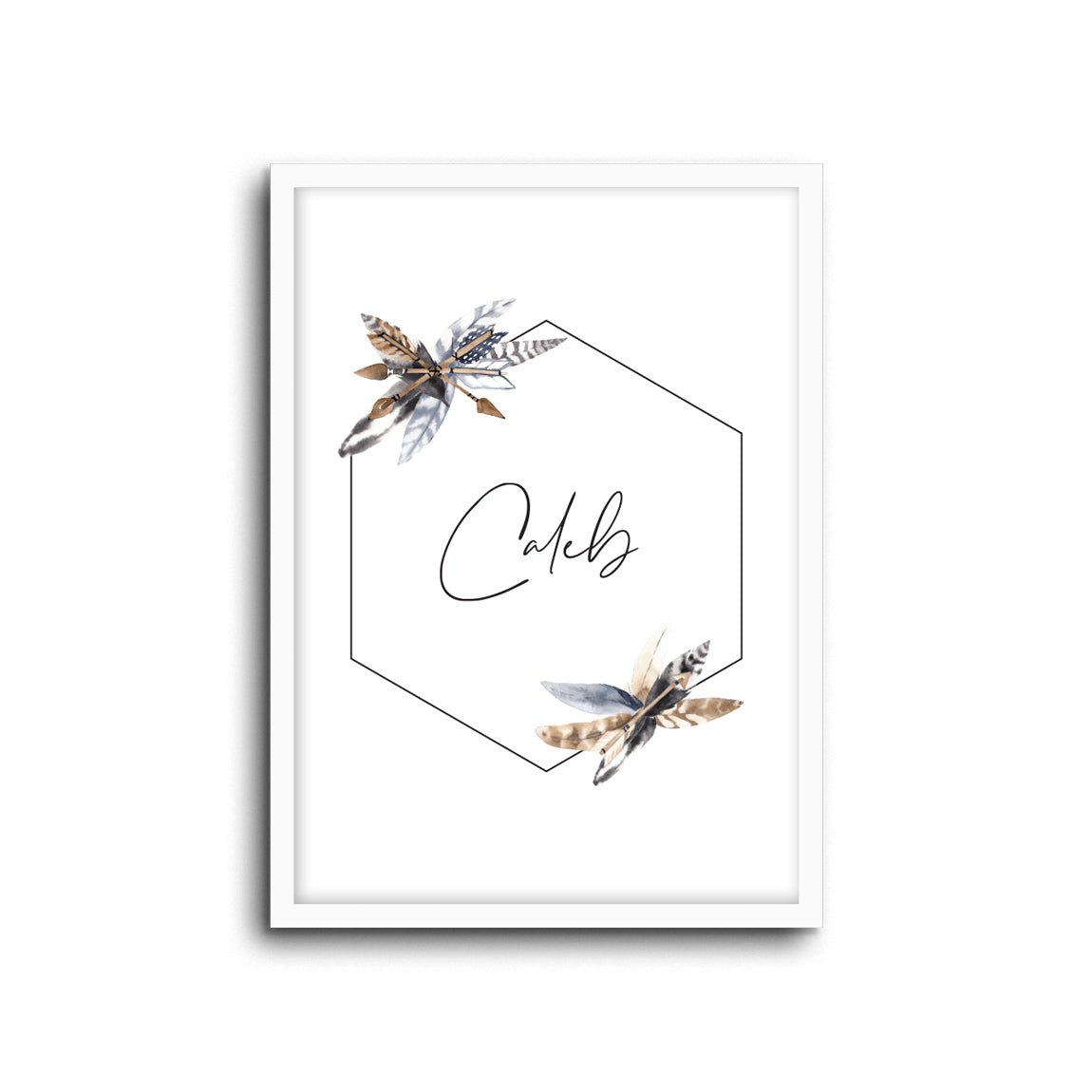 Wall Print |  Boho Feathers - Custom Name
