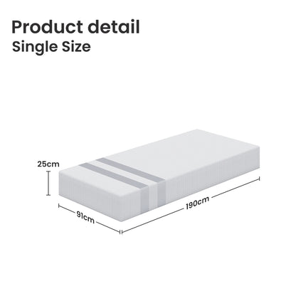 BedStory Single Memory Foam Mattress 25cm Cooling Gel Foam Mattress in a Box Medium Feel