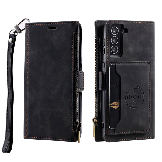 Samsung S21 Case Wallet Zipper - Black