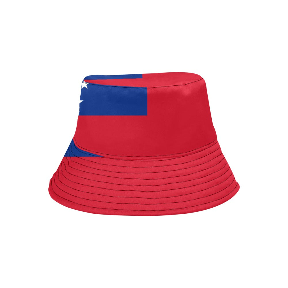Stylish Men's Samoa Flag Print Bucket Hat - Chino Cotton Twill, Summer Fashion