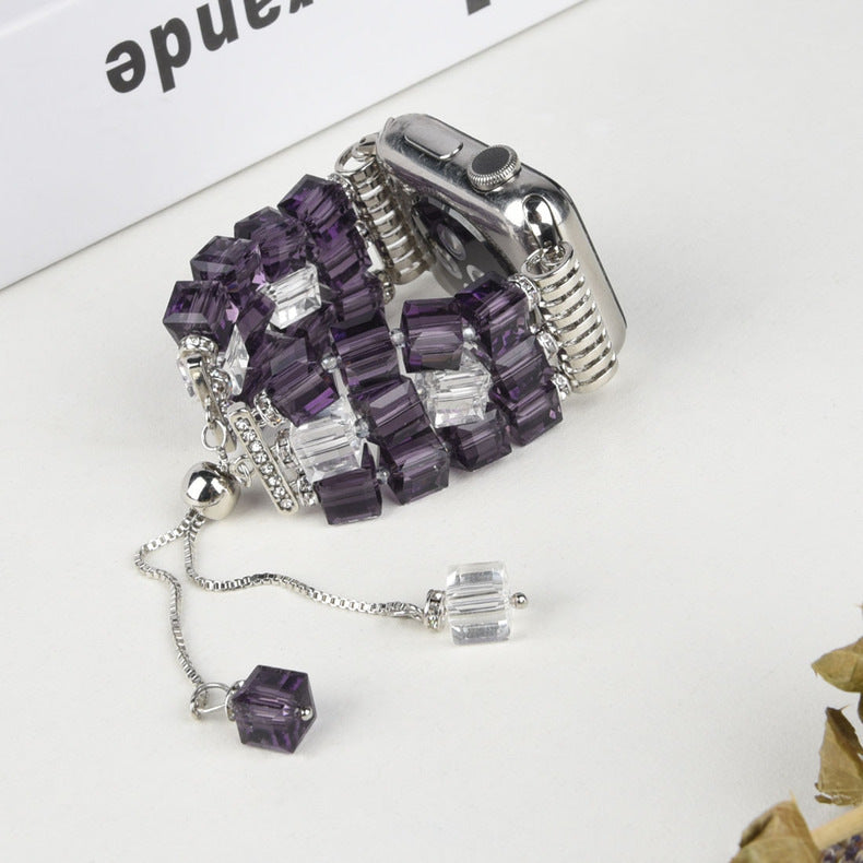 Large Square Crystal Stretch Apple Watch Band