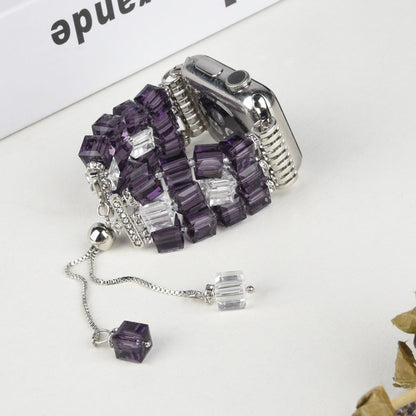 Large Square Crystal Stretch Apple Watch Band