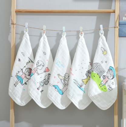 100% Cotton Kids Face Towel Set - 5 Pieces