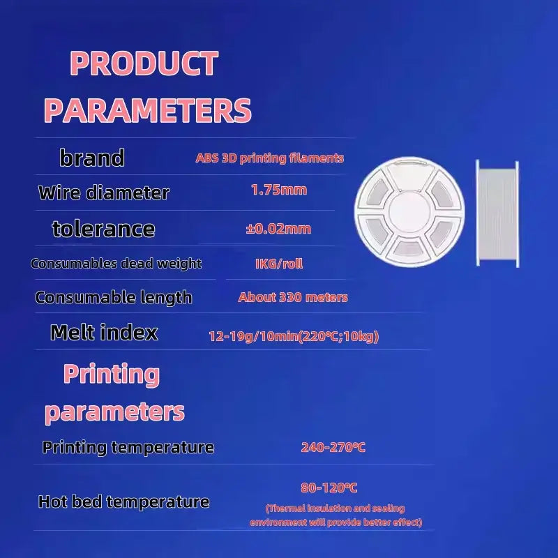 ABS 3D Printer Filament 1.75mm (1kg) (available in different colours)