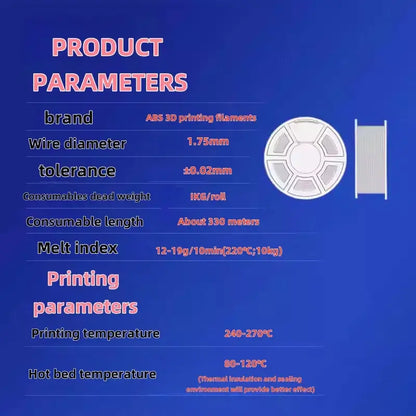 ABS 3D Printer Filament 1.75mm (1kg) (available in different colours)