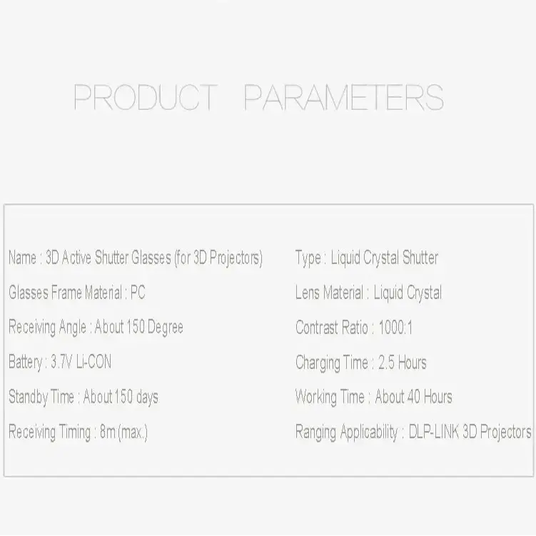 Active Shutter 3D Glasses (96–144Hz) for Projectors