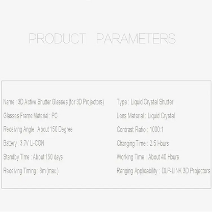 Active Shutter 3D Glasses (96–144Hz) for Projectors