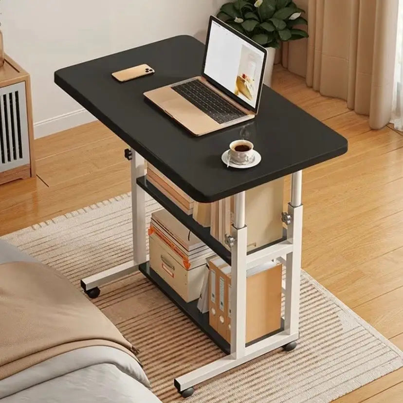 Adjustable Folding Desk with Storage Shelf & Wheels