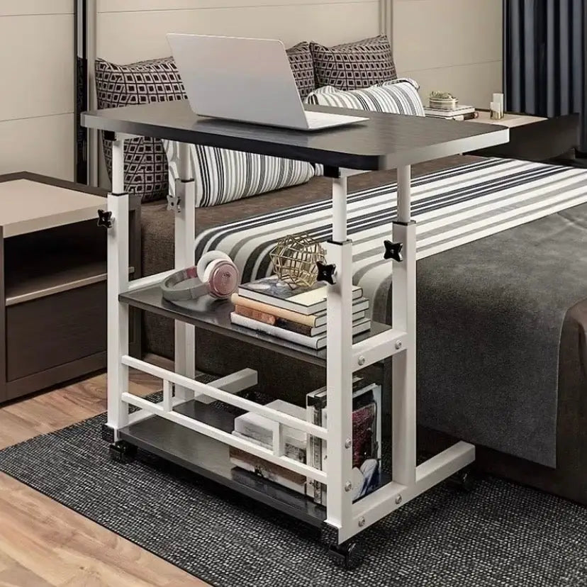 Adjustable Folding Desk with Storage Shelf & Wheels
