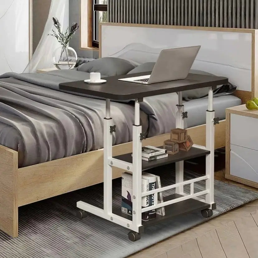 Adjustable Folding Desk with Storage Shelf & Wheels