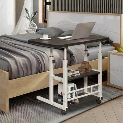 Adjustable Folding Desk with Storage Shelf & Wheels