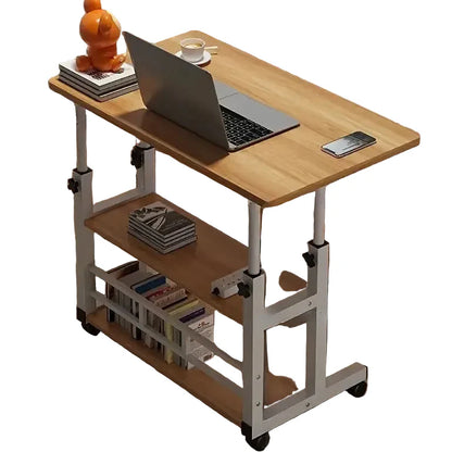 Adjustable Folding Desk with Storage Shelf & Wheels