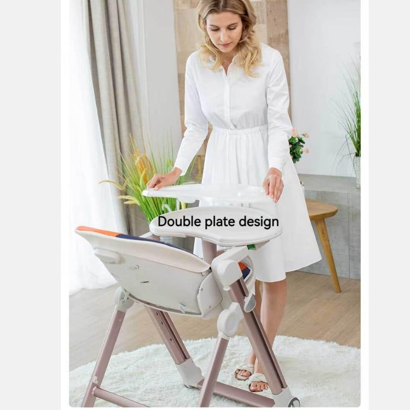 Multifunctional Adjustable Baby High Chair With Dining Table & Wheels -Green