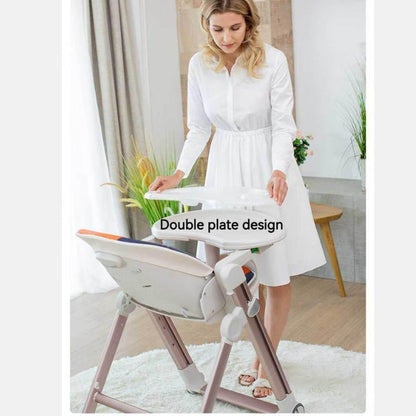 Multifunctional Adjustable Baby High Chair With Dining Table & Wheels -Macaron