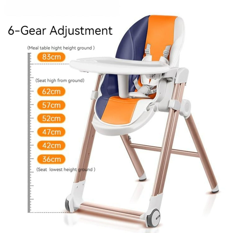 Multifunctional Adjustable Baby High Chair With Dining Table & Wheels -Macaron