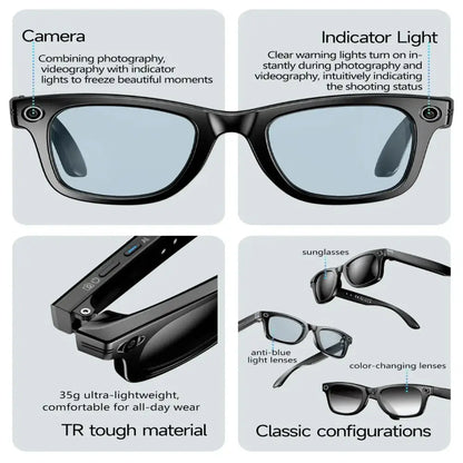 AI Smart Glasses – 4K Camera, Translation, Music & Calls (4 models available)