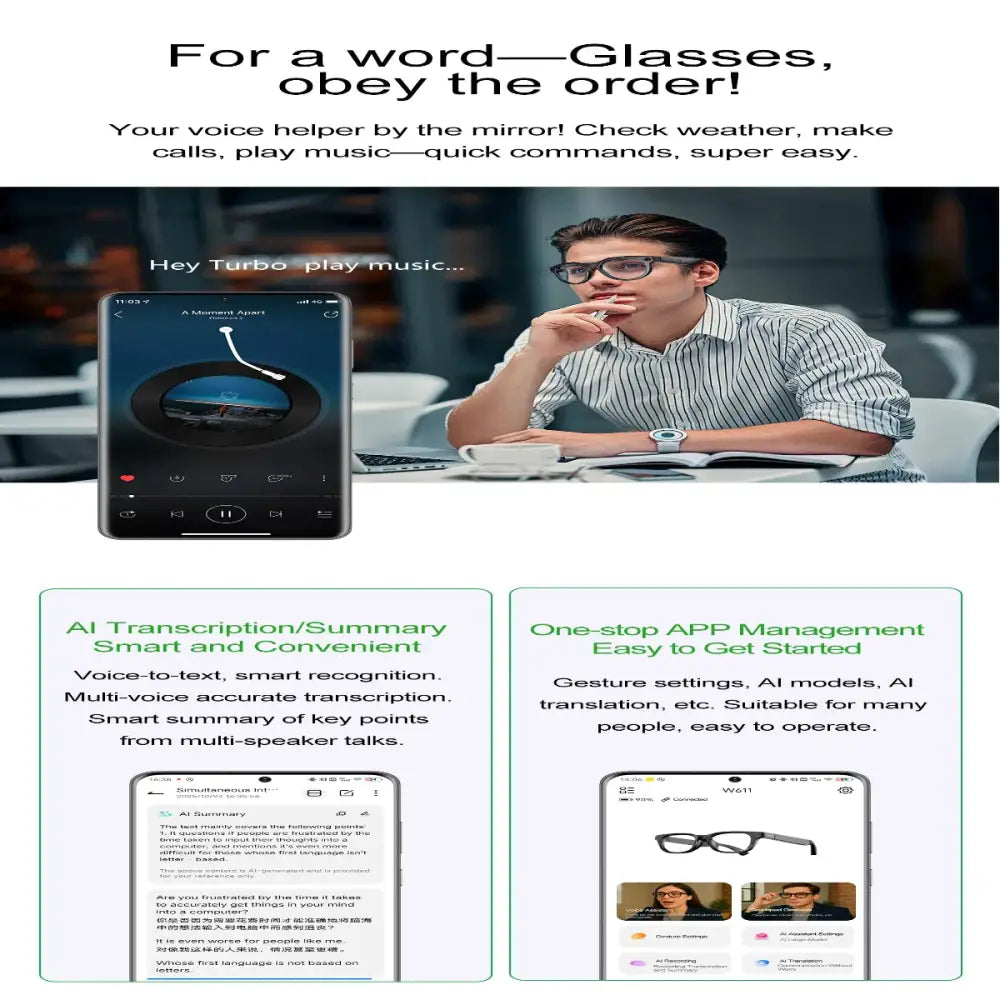 AI Smart Glasses with 4K Camera & Wi-Fi Transmission (different colours available)