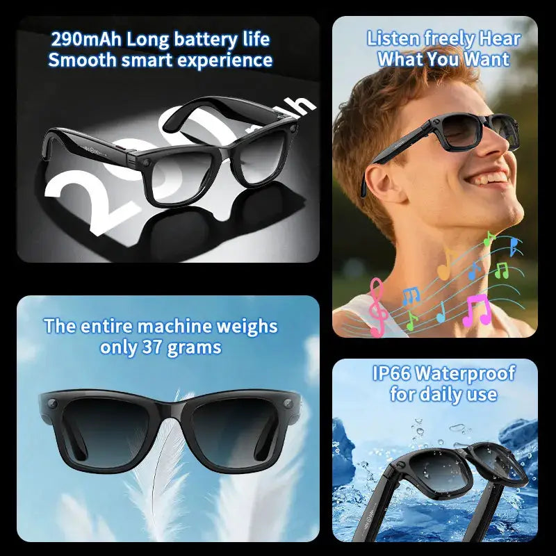 AI Smart Glasses with 5MP Camera & Bluetooth
