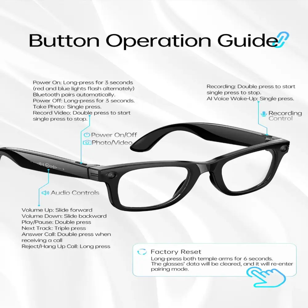 AI Smart Glasses with 5MP Camera & Bluetooth