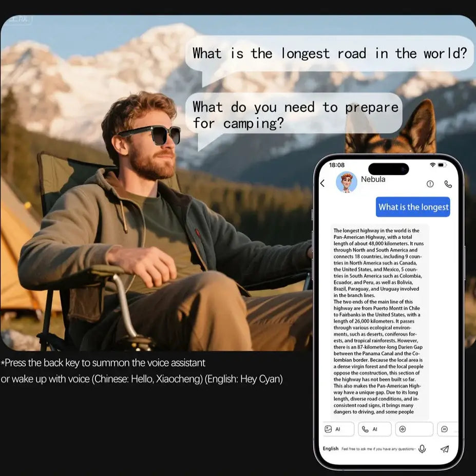 AI Smart Glasses with 8MP Camera & Bluetooth Audio
