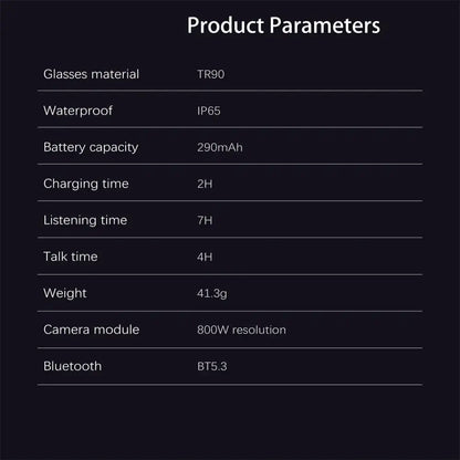 AI Smart Glasses with 8MP Camera & Bluetooth Audio