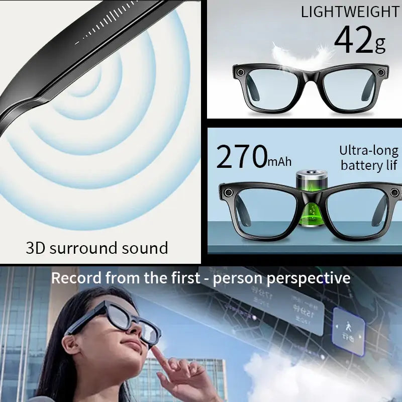 AI Smart Glasses with Camera & Bluetooth Call (different models available)