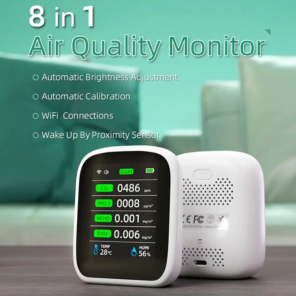 Air Quality Monitor – CO2, HCHO, TVOC (8-in-1)