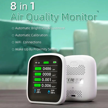 Air Quality Monitor – CO2, HCHO, TVOC (8-in-1)