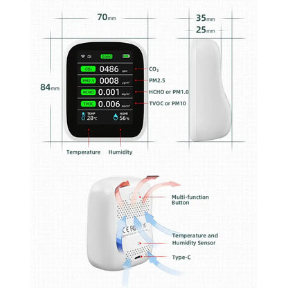 Air Quality Monitor – CO2, HCHO, TVOC (8-in-1)