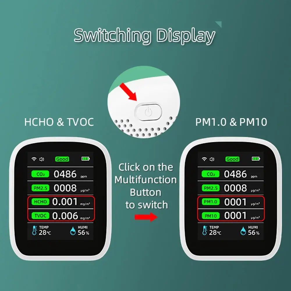 Air Quality Monitor – CO2, HCHO, TVOC (8-in-1)