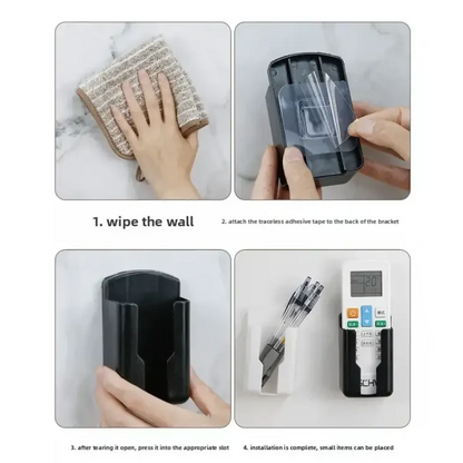 No-Drill Wall-Mounted Remote Control Holder