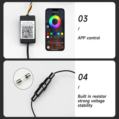 APP-Controlled LED Car Hood Light Strip (12V)