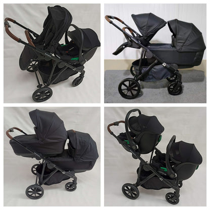 Double Pram – Luxe Twin Stroller with Bassinet and Car Seat