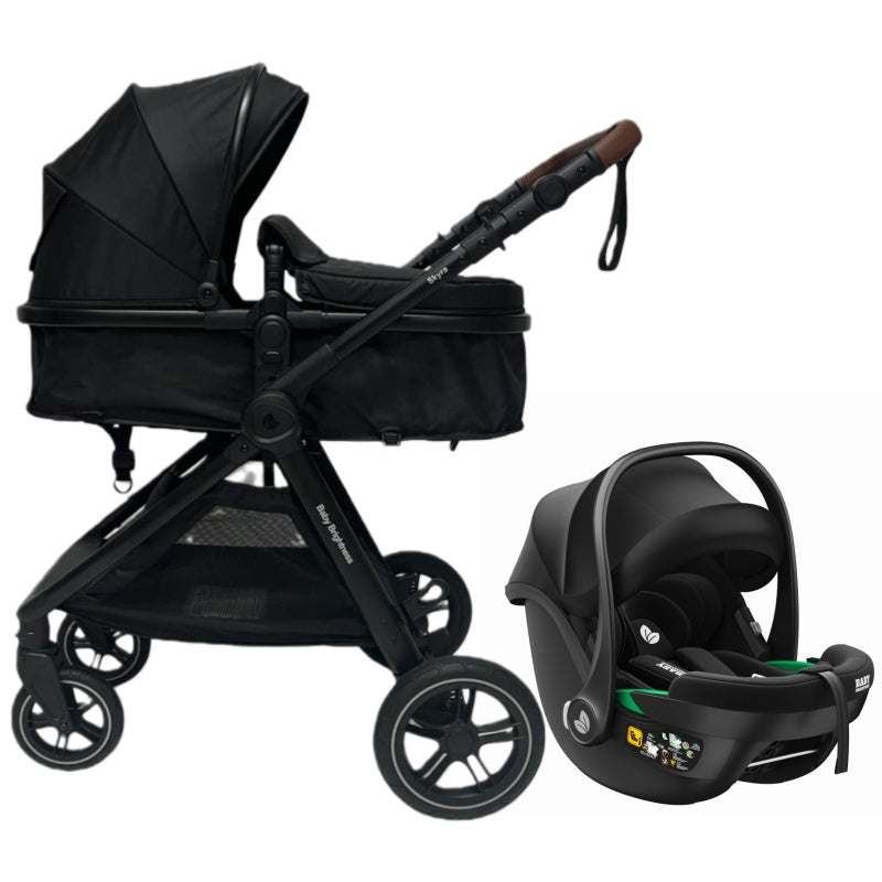 Skyra 2-in-1 Newborn Pram & Bassinet Stroller and Car Seat (Black)