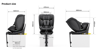 360° Rotating Baby Car Seat – Baby Brightness ProtecMax Pro Black