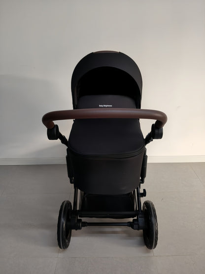 Newborn Pram – EasyGo 1+ Three Wheel Stroller with Carrycot and Car Seat (Black)
